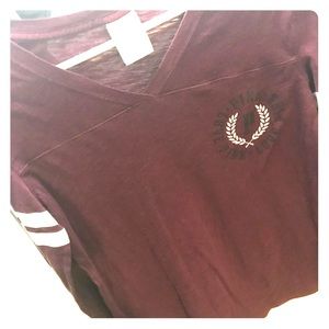 Pink v neck long sleeve tee